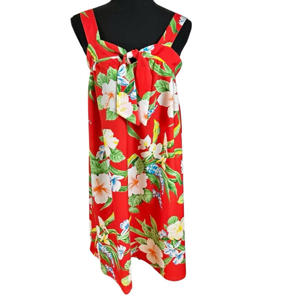 Vintage Made in Hawaii Muumuu Hibiscus Dress Sz S Hale O’ Lika Aloha Empire Bow